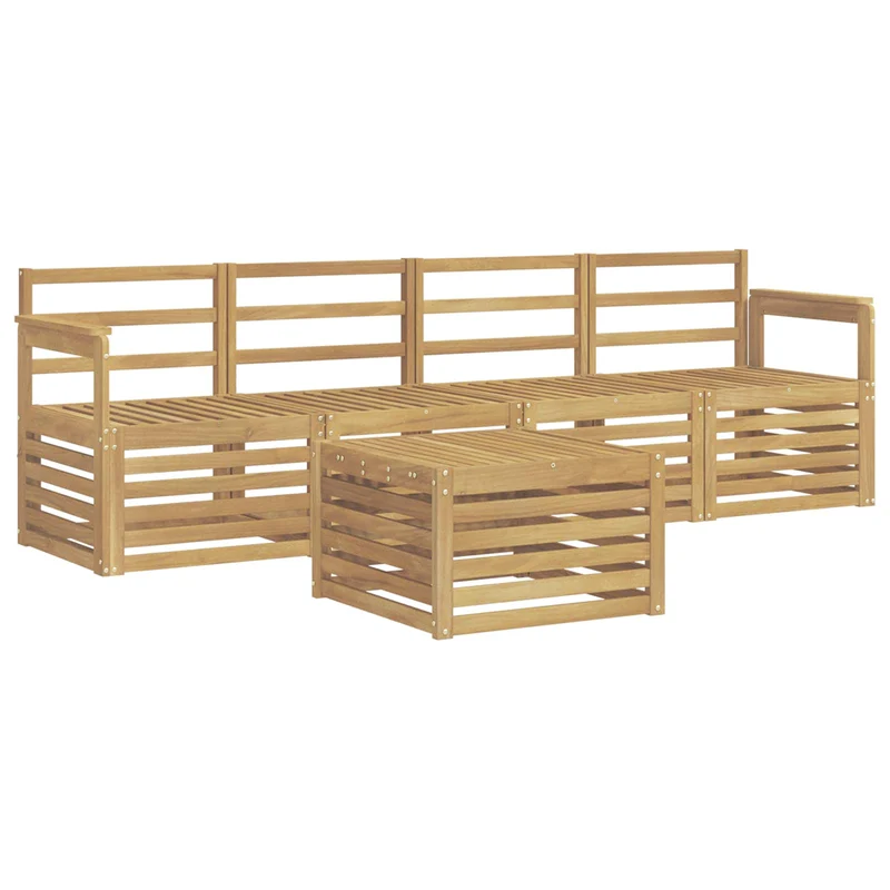 Outdoor Sofa Set 5 pcs White Solid Acacia Wood