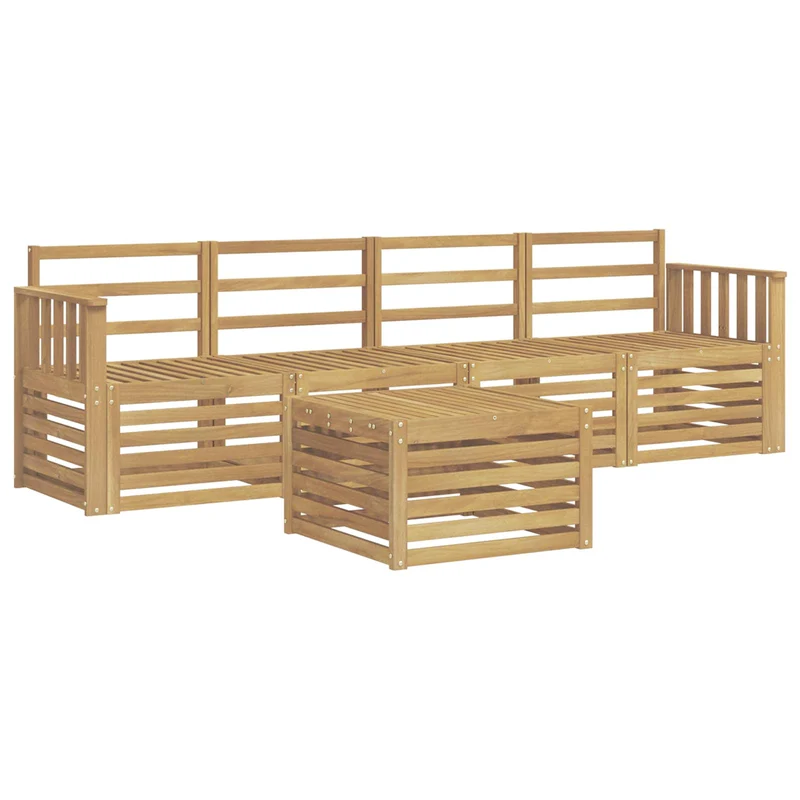 Outdoor Sofa Set 5 pcs White Solid Acacia Wood