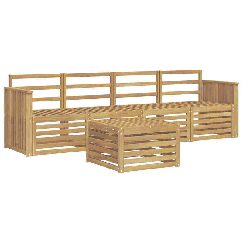 Outdoor Sofa Set 5 pcs White Solid Acacia Wood