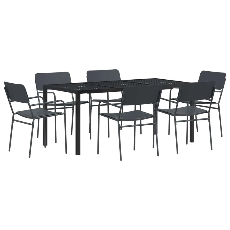 Outdoor Furniture Set 7 pcs Anthracite Steel