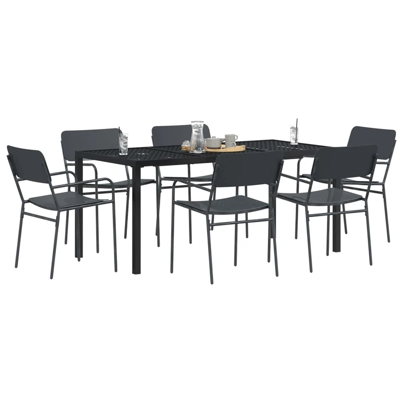 Outdoor Furniture Set 7 pcs Anthracite Steel