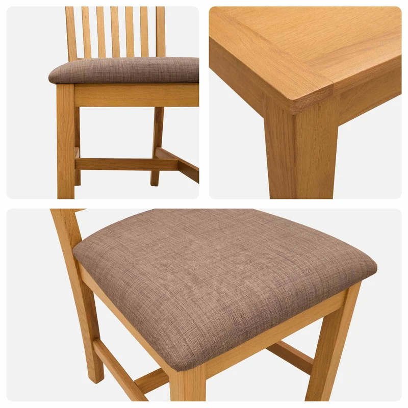 Dining Set 3 pcs Grey Solid Oak Wood