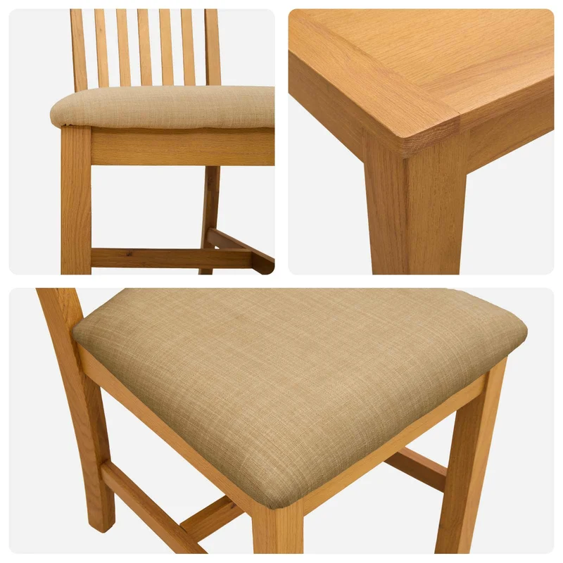 Dining Set 3 pcs Beige Solid Oak Wood