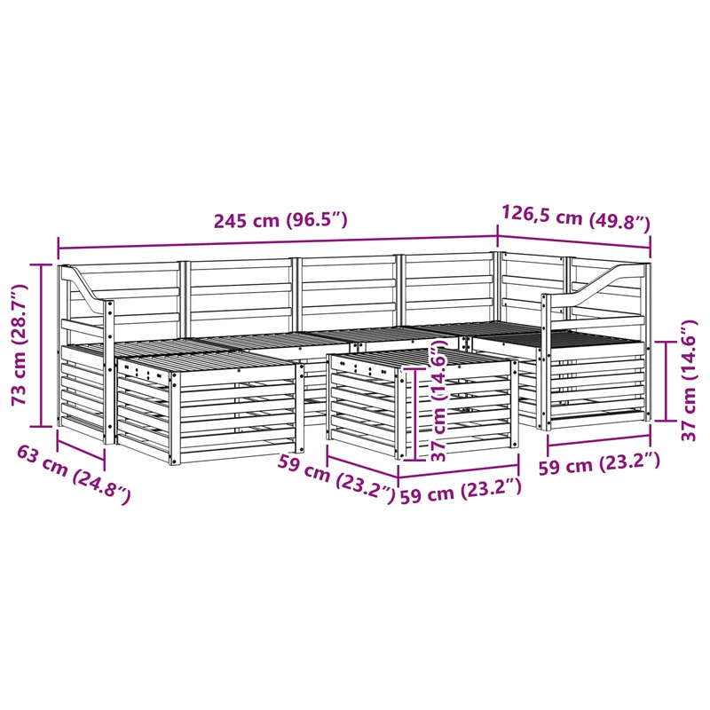 Outdoor Sofa Set 7 pcs White Polyester
