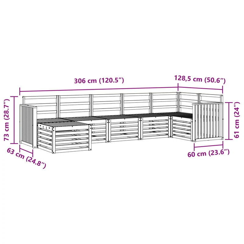 Outdoor Sofa Set 7 pcs White