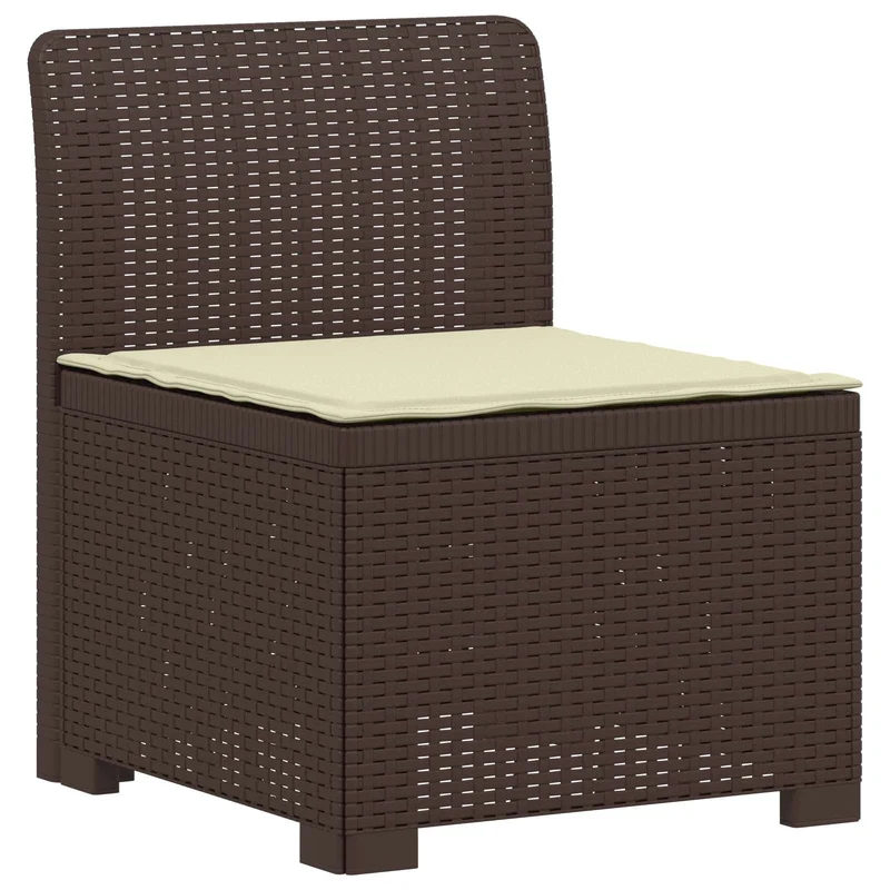 3-Seater Garden Sofa with Cushions Rattan Look PP Brown