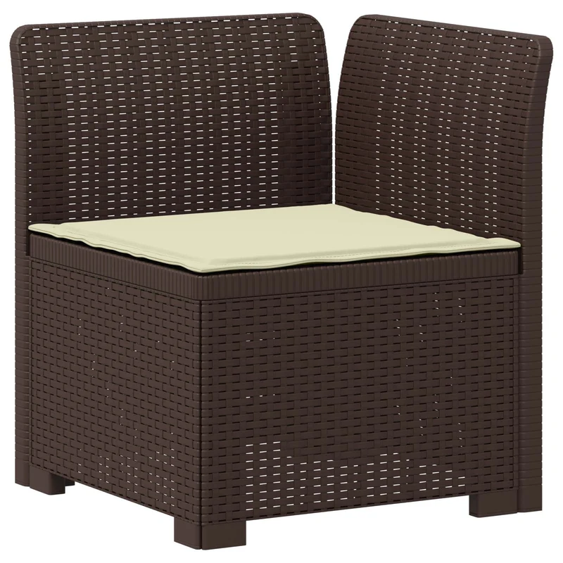 3-Seater Garden Sofa with Cushions Rattan Look PP Brown