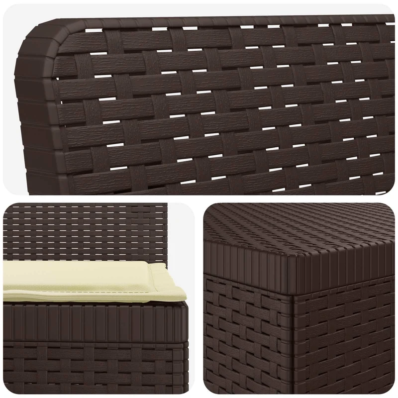 3-Seater Garden Sofa with Cushions Rattan Look PP Brown