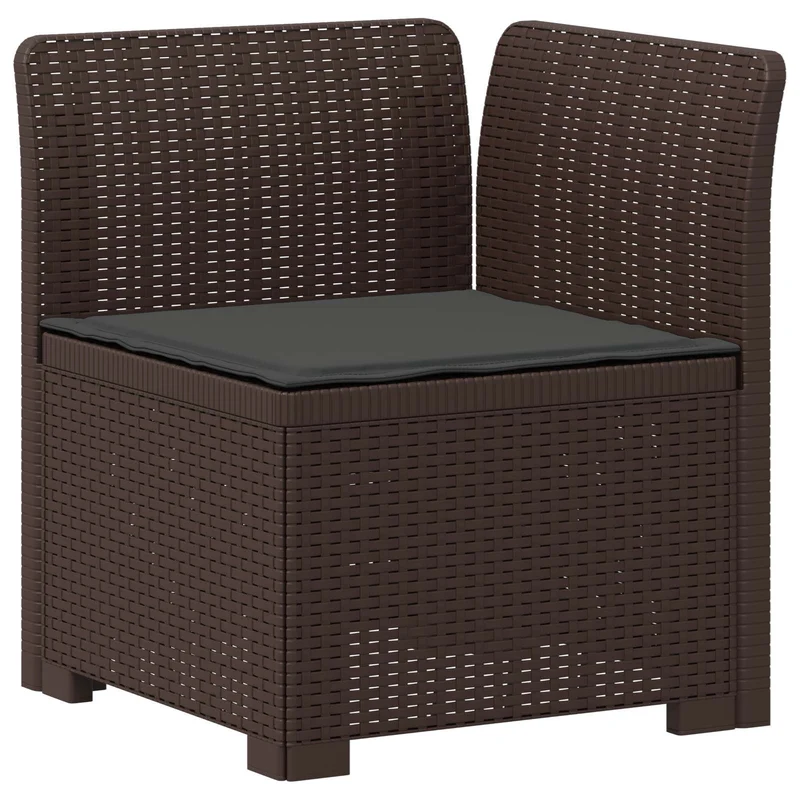 3-Seater Garden Sofa with Cushions Rattan Look PP Brown