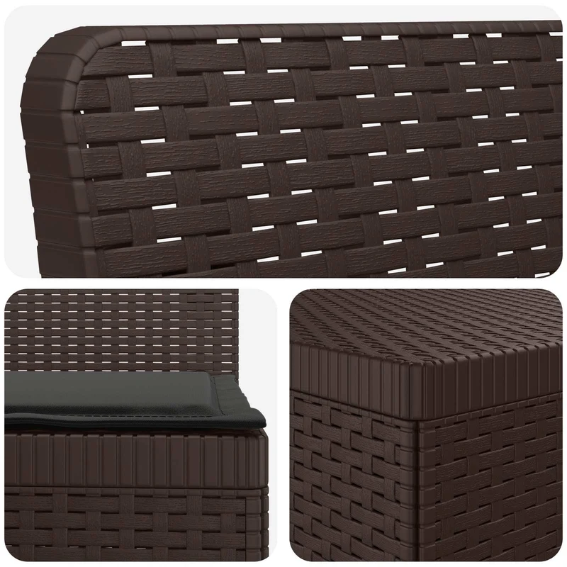 3-Seater Garden Sofa with Cushions Rattan Look PP Brown