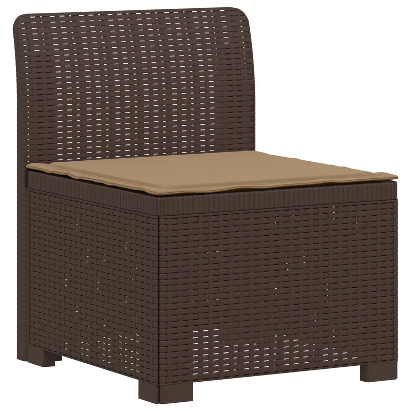 3-Seater Garden Sofa with Cushions Rattan Look PP Brown