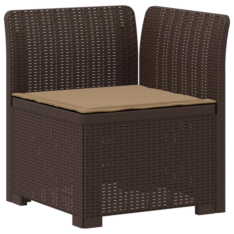 3-Seater Garden Sofa with Cushions Rattan Look PP Brown