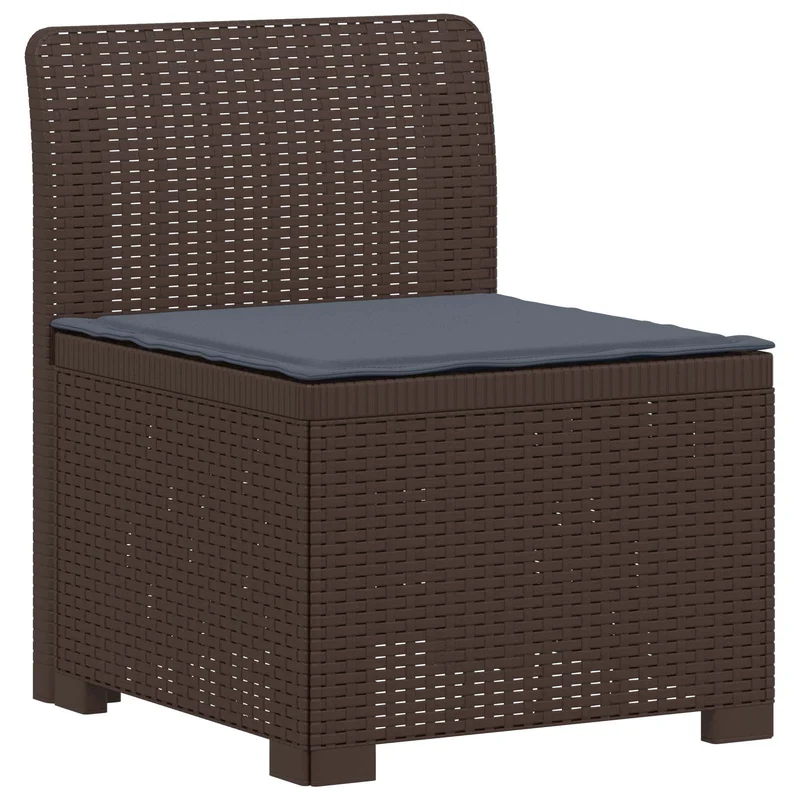 3-Seater Garden Sofa with Cushions Rattan Look PP Brown