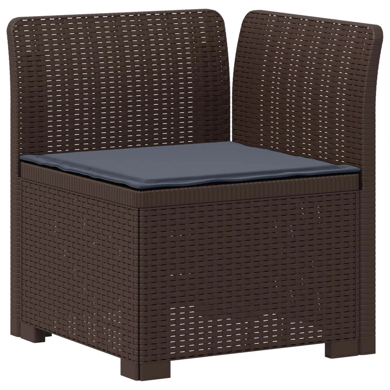 3-Seater Garden Sofa with Cushions Rattan Look PP Brown