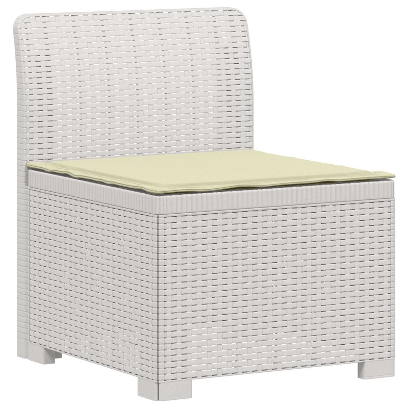 3-Seater Garden Sofa with Cushions Rattan Look PP White