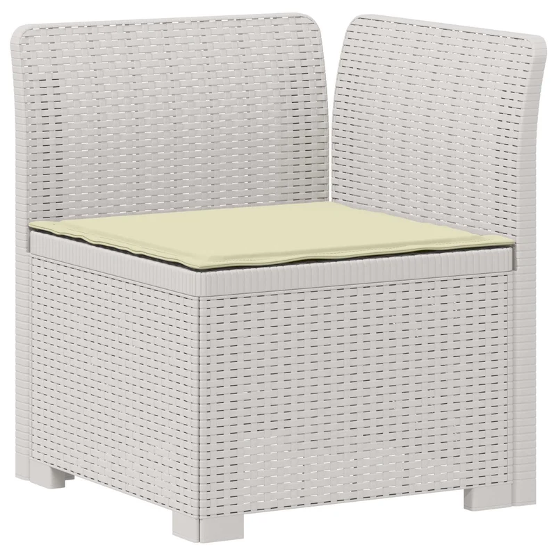 3-Seater Garden Sofa with Cushions Rattan Look PP White
