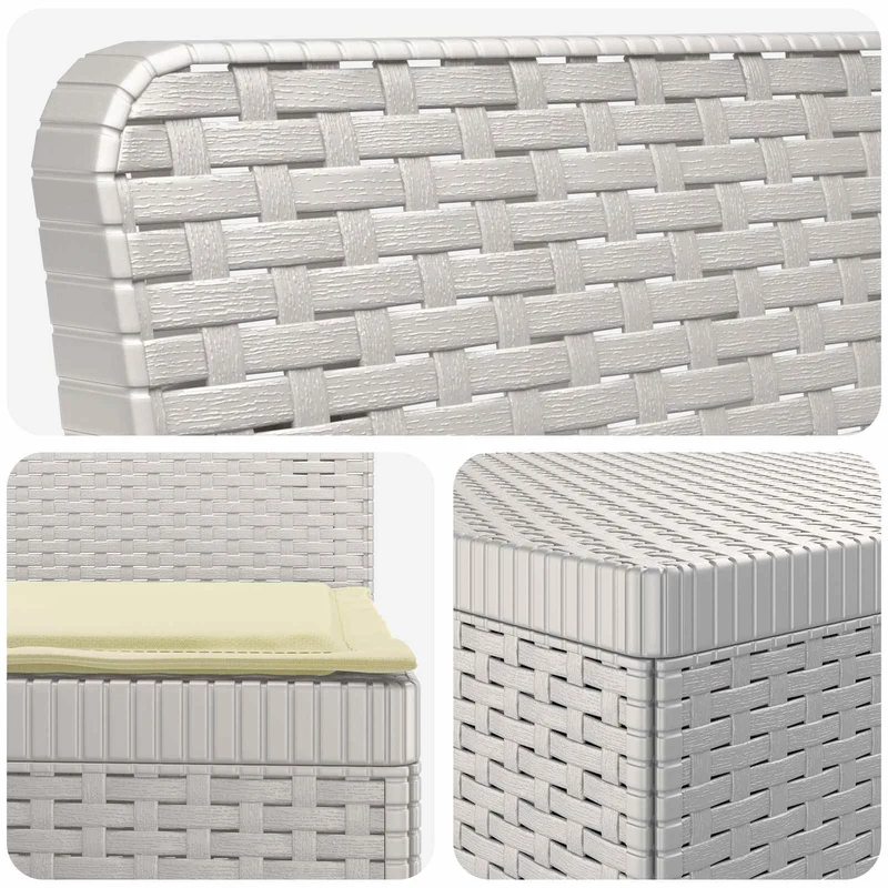 3-Seater Garden Sofa with Cushions Rattan Look PP White
