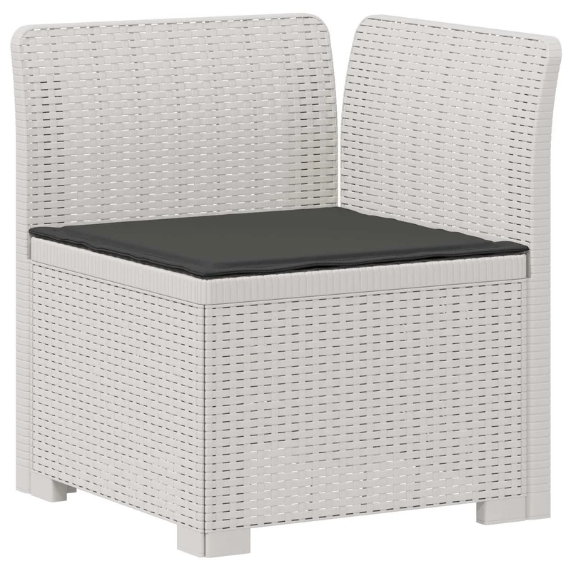 3-Seater Garden Sofa with Cushions Rattan Look PP White