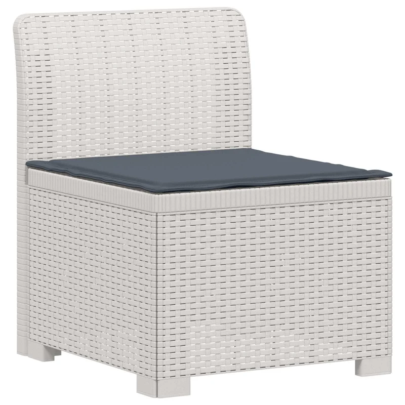 3-Seater Garden Sofa with Cushions Rattan Look PP White