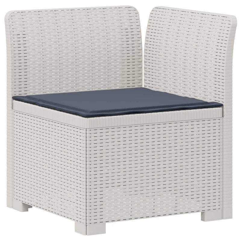 3-Seater Garden Sofa with Cushions Rattan Look PP White