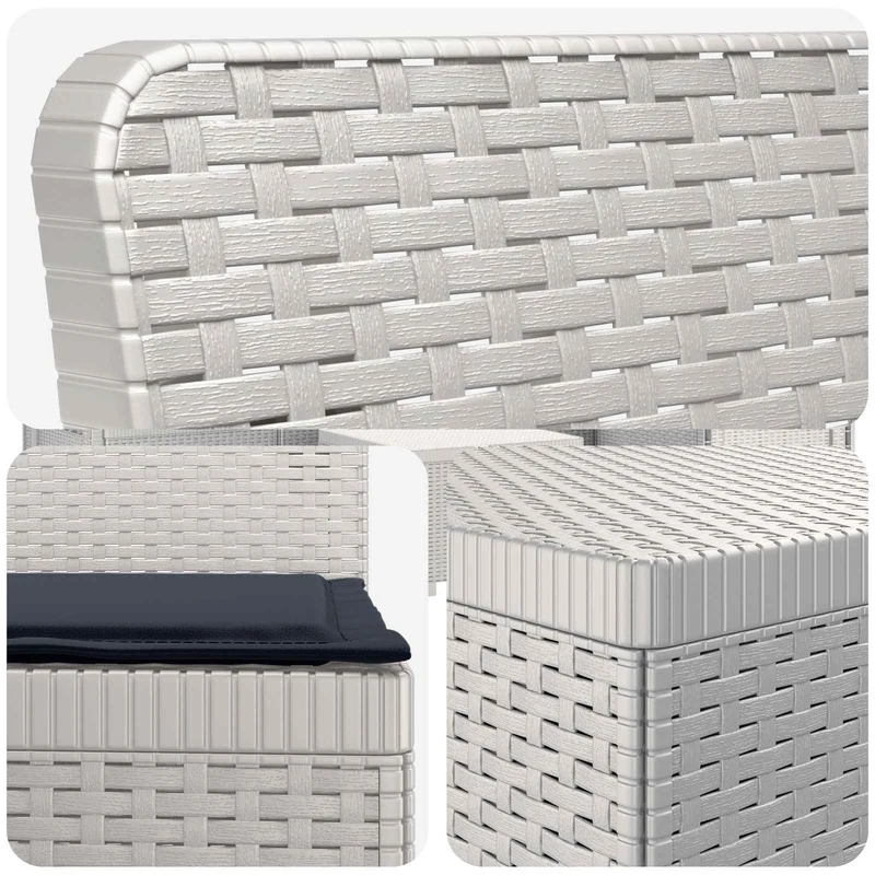 3-Seater Garden Sofa with Cushions Rattan Look PP White
