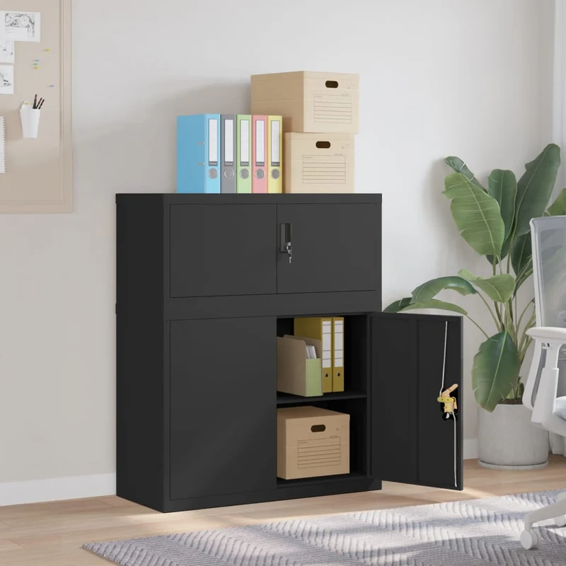 File Cabinet Black 90x40x110 cm Steel