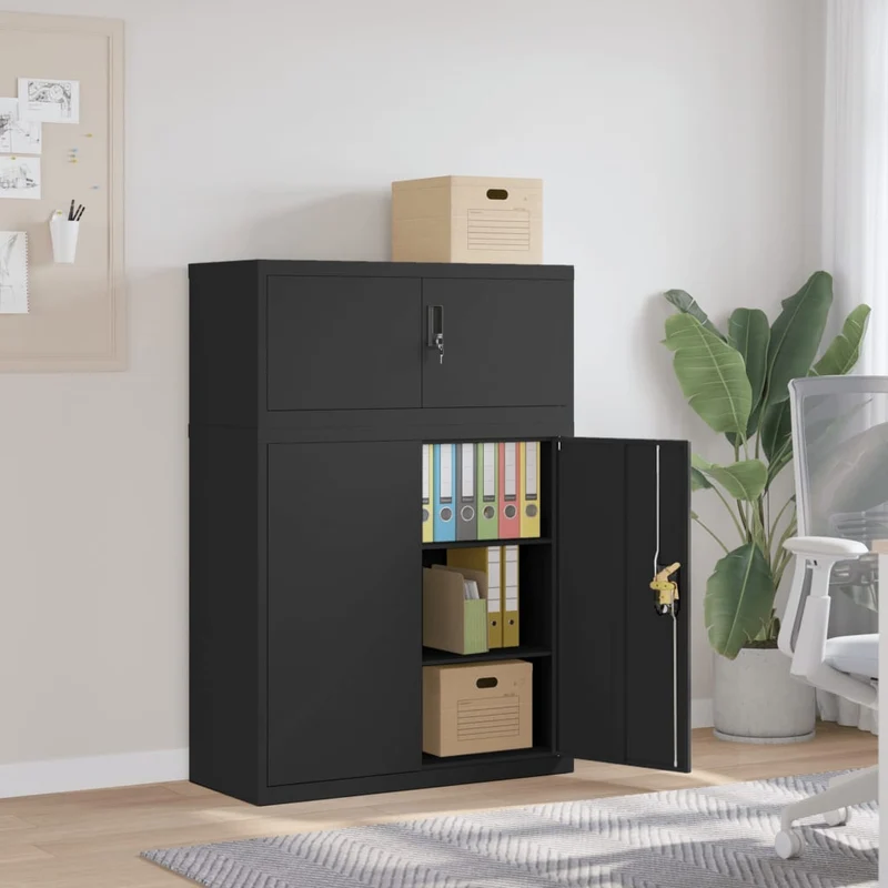 File Cabinet Black 90x40x130 cm Steel