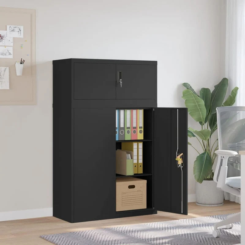 File Cabinet Black 90x40x145 cm Steel