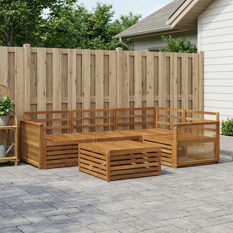 Outdoor Sofa Set 5 pcs Natural Solid Acacia Wood