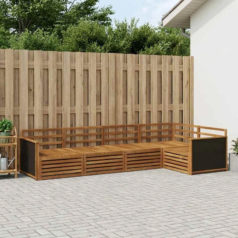 Outdoor Sofa Set 5 pcs Natural Solid Acacia Wood