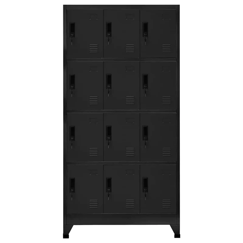 Locker Cabinet Black 90x45x180 cm Steel