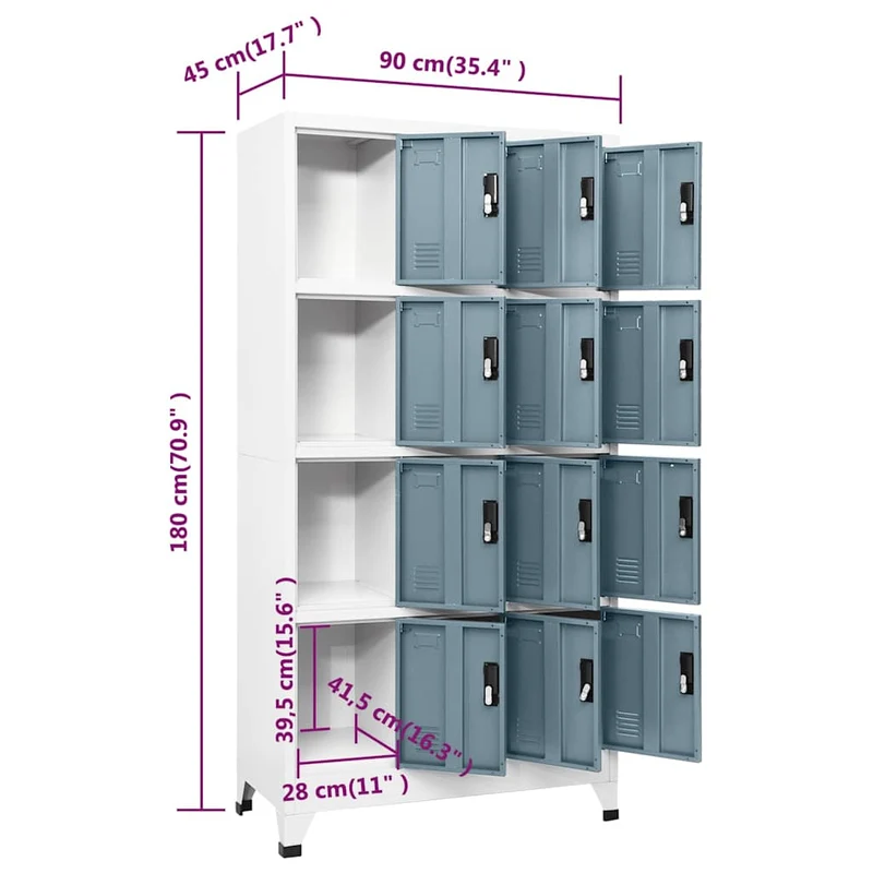 Locker Cabinet Light Grey and Dark Grey 90x45x180 cm Steel