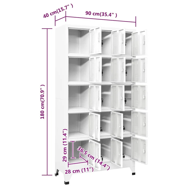 Locker Cabinet Light Grey 90x40x180 cm Steel