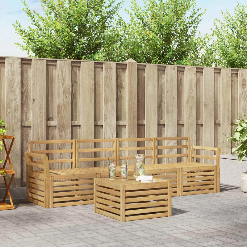Outdoor Sofa Set 5 pcs White Solid Acacia Wood