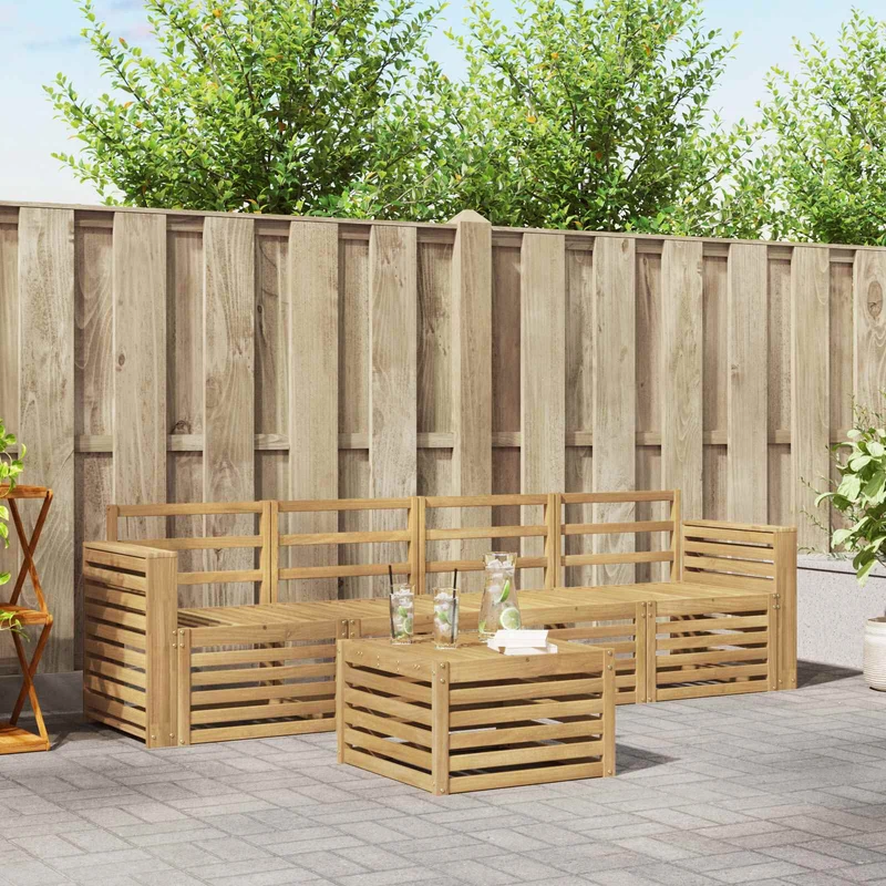 Outdoor Sofa Set 5 pcs White Solid Acacia Wood