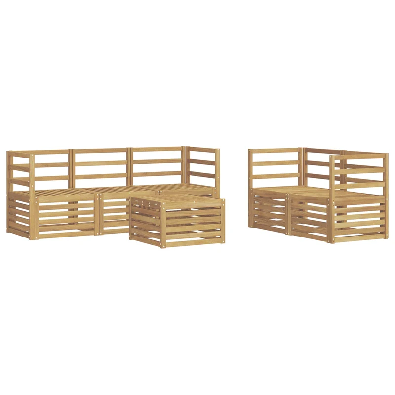 Outdoor Sofa Set 6 pcs White Solid Acacia Wood