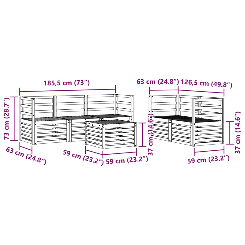 Outdoor Sofa Set 6 pcs White Solid Acacia Wood