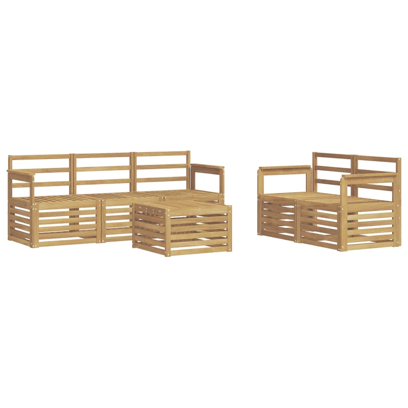 Outdoor Sofa Set 6 pcs White Solid Acacia Wood