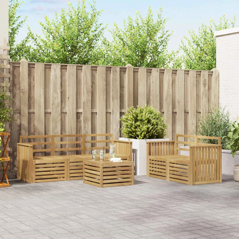 Outdoor Sofa Set 6 pcs White Solid Acacia Wood