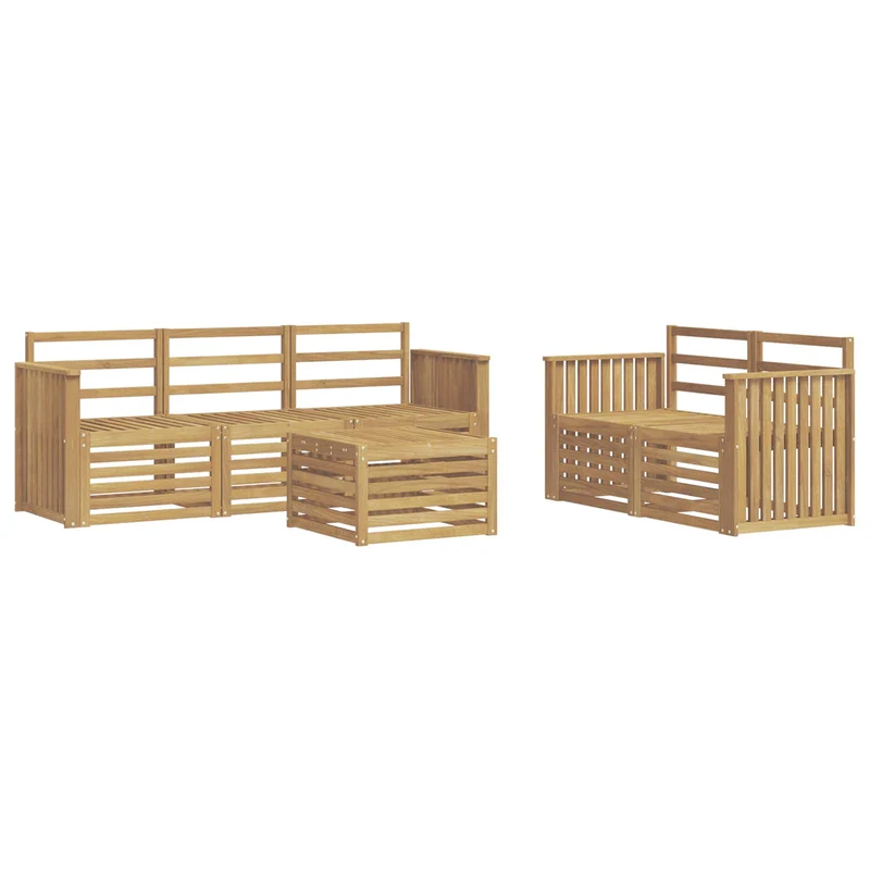 Outdoor Sofa Set 6 pcs White Solid Acacia Wood