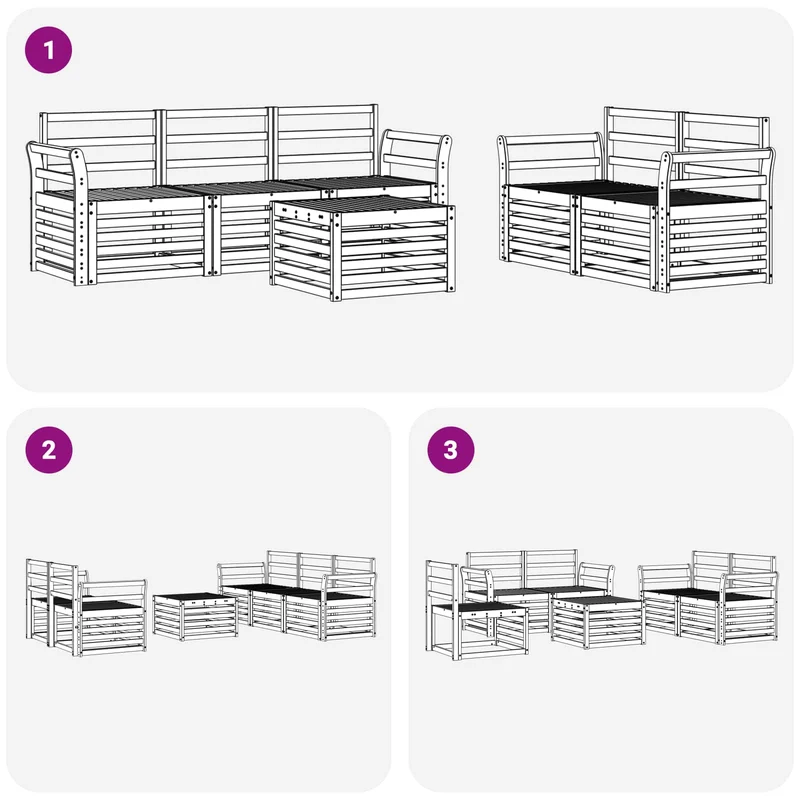 Outdoor Sofa Set 6 pcs White Solid Acacia Wood
