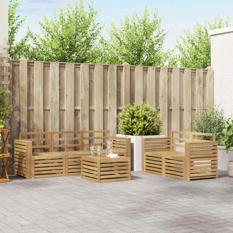 Outdoor Sofa Set 6 pcs White Solid Acacia Wood