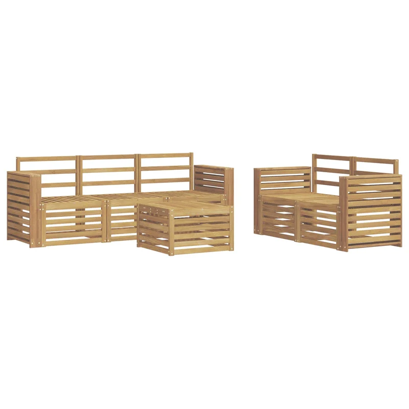 Outdoor Sofa Set 6 pcs White Solid Acacia Wood