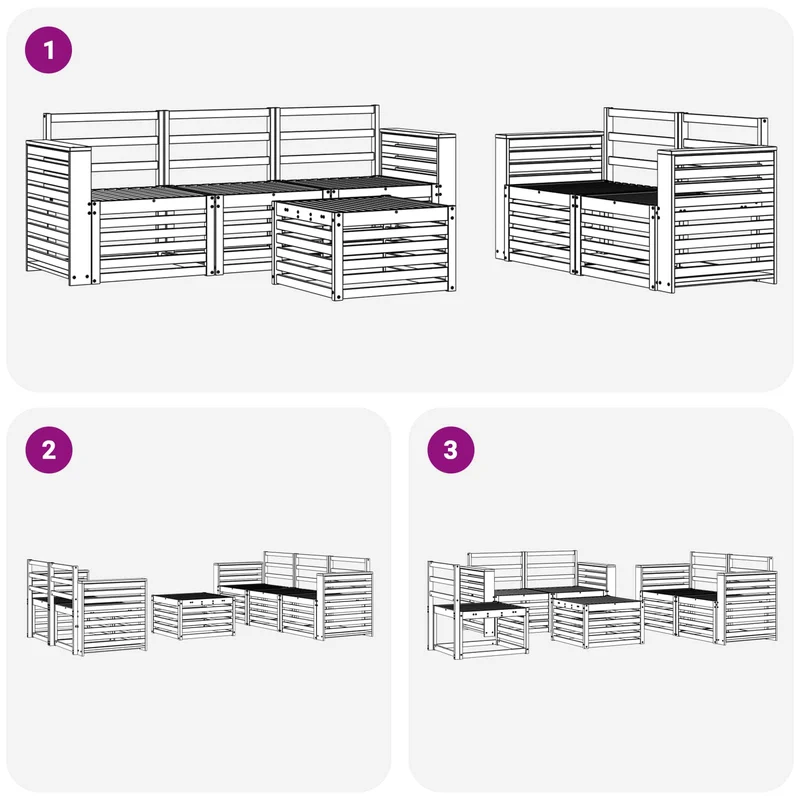 Outdoor Sofa Set 6 pcs White Solid Acacia Wood
