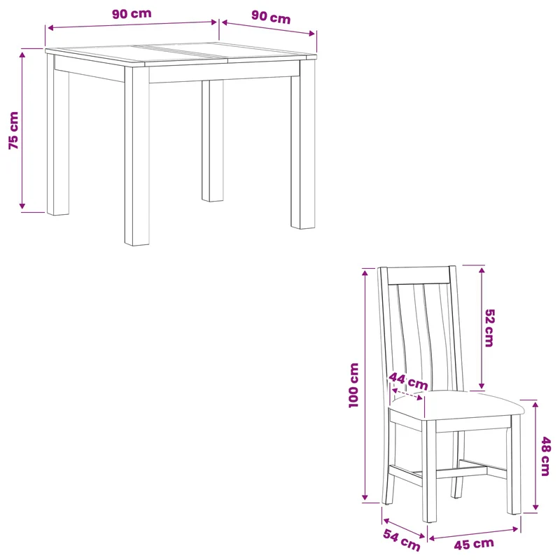Dining Set 3 pcs Black Solid Oak Wood