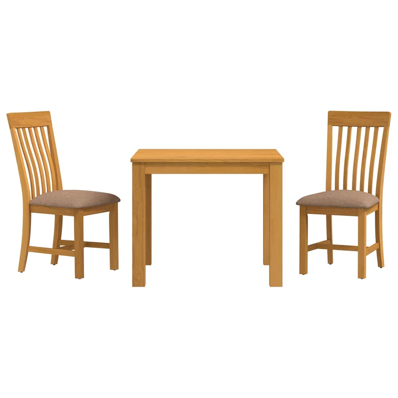 Dining Set 3 pcs Grey Solid Oak Wood