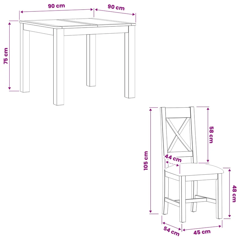 Dining Set 3 pcs Black Solid Oak Wood
