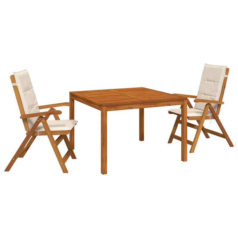 Garden Dining Set Natural Solid Acacia Wood