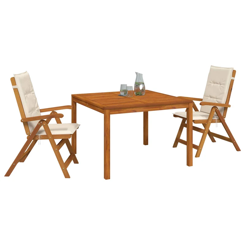 Garden Dining Set Natural Solid Acacia Wood
