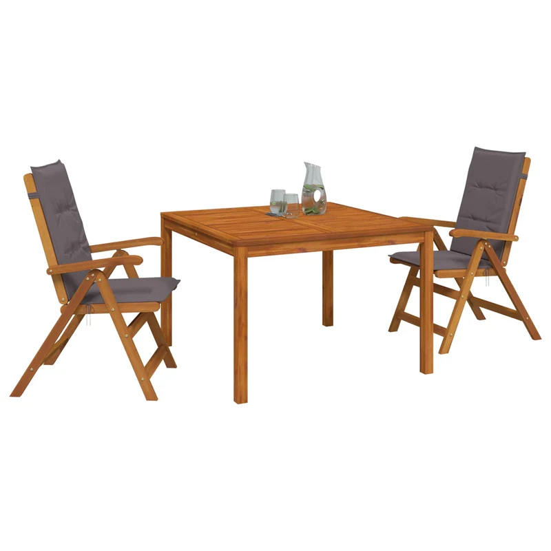 Garden Dining Set Natural Solid Acacia Wood